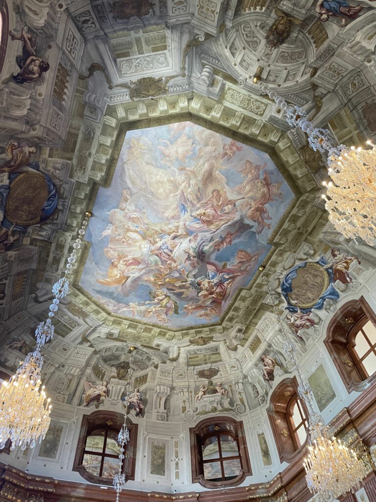Baroque fresco in the Great Hall of Schoenbrunn Palace in Vienna, a must-see UNESCO site